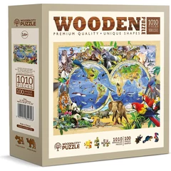 Wooden City 1010 db-os fa puzzle - Az állatvilág térképe (NB1010-0014-XL)