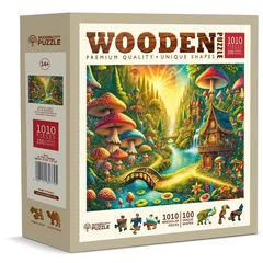 Wooden City 1010 db-os fa puzzle - Misztikus erdő a vízesés mellett (NB0816-XL)