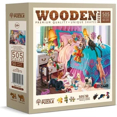 Wooden City 505 db-os fa puzzle - Pajkos kutyakölykök (NB505-0135-L)
