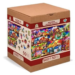 Wooden City 505 db-os fa puzzle - Utazós könyvespolc (NB505-0132-L)