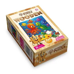 Wooden City 20 db-os fa puzzle - Polip és teknős (CH99051-SV)