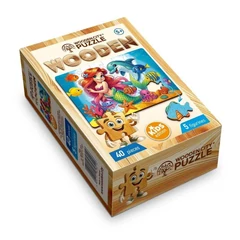 Wooden City 40 db-os fa puzzle - Sellő és delfin (CH99131-MH)