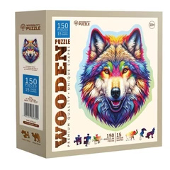 Wooden City 150 db-os fa puzzle - Szivárvány farkas (HE0205-M)