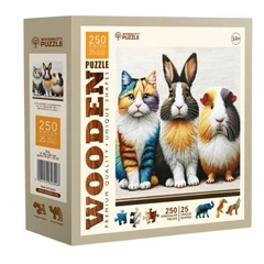 Wooden City 250 db-os fa puzzle - Cica, nyuszi, tengeri malac (HE0311-L)