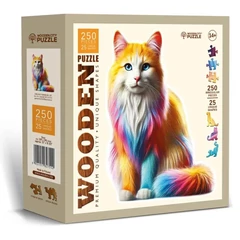 Wooden City 250 db-os fa puzzle - Szivárványos cica (HE0319-L)