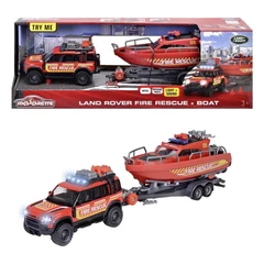 Majorette Grand Series Land Rover Tűzoltóautó hajóval - 22 cm (213716001038)