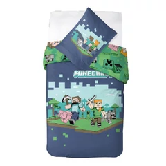 Minecraft ágyneműhuzat szett - kék - 140x200 + 70x90 cm (MC2458732-PP)