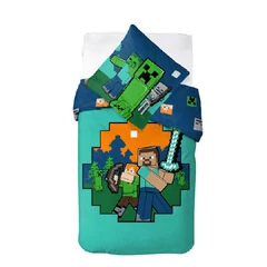Minecraft ágyneműhuzat szett - türkiz - 140x200 + 70x90 cm (MC248796-PP)