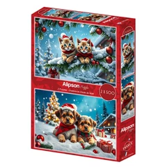 Alipson 2 x 500 db-os puzzle - Christmas Kittens and Puppies (50260)