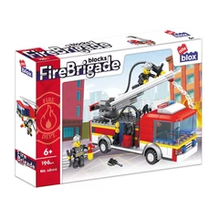 AlleBlox - Fire Brigade Létrás tűzoltóautó 196 db-os építőkocka játékszett (AB1012)