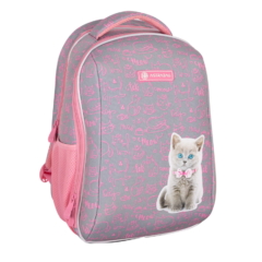Cicás ergonomikus iskolatáska, hátizsák - 2 rekeszes - Pinky Kitty - Astrabag