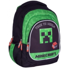 Minecraft ergonomikus iskolatáska, hátizsák - 3 rekeszes, mellpánttal - Time to mine T