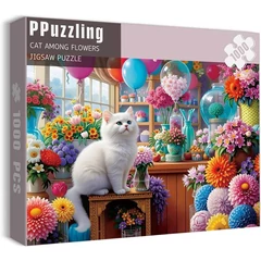 Bboldin 1000 db-os puzzle - Cat Among Flowers (PT-505)