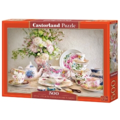 Castorland 500 db-os puzzle - Csendélet porcelánnal és virágokkal (B-53384)