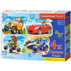 Castorland 4 az 1-ben puzzle (8,12,15,20 db-os) - Vidám száguldás (B-043057)