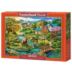 Castorland 2000 db-os puzzle - Idilli ház, lovakkal (C-200931)