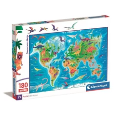 Clementoni 180 db-os Szuper Színes puzzle - Dinoszauruszok térkép (29790)