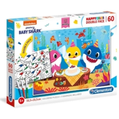 Clementoni 60 db-os Színezhető kétoldalas puzzle -  Baby shark - Születésnap (26095)