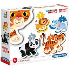 Clementoni 4 az 1-ben Bébi sziluett puzzle (2,3,4,5 db-os) - Vadállatok (20810)