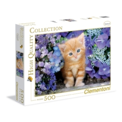 Clementoni 500 db-os puzzle - Vörös cica virágok közt (30415)