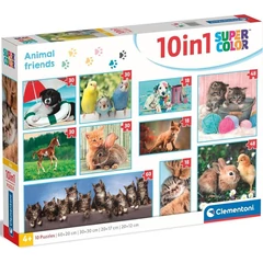 Clementoni 10 az 1-ben Szuper színes puzzle (18, 30, 48, 60) - Állatok (20283)
