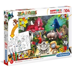 Clementoni 104 db-os Színezhető kétoldalas puzzle - Szafari (25701)