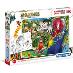Clementoni 60 db-os Színezhető kétoldalas puzzle - Szafari (26994)