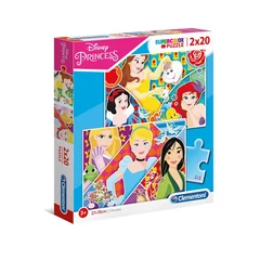 Clementoni 2 x 20 db-os Szuper Színes puzzle - Disney hercegnők (24766)
