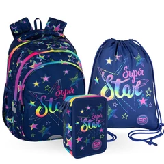 Coolpack - Jerry ergonomikus iskolatáska szett - Stars - felszerelt 3 emeleteses tolltartóval (F029960-1-szett)