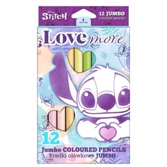 Coolpack - Jumbo színes ceruza készlet - 12 db-os - Disney Fashion - Stitch - Love more (92030PTR)