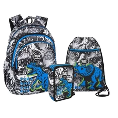 Coolpack - T-Rex iskolatáska szett 3 emeletes felszerelt tolltartóval (F029853-1-szett)