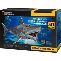 CubicFun DS1098 - National Geographic, Nagy fehér Cápa - 78 db-os 3D puzzle