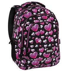 BackUp iskolatáska, hátizsák - 3 rekeszes - Glitter Hearts (PLB8X32)