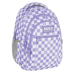 BackUp iskolatáska, hátizsák - 3 rekeszes - Lila, fehér kockás (PLB7O26)