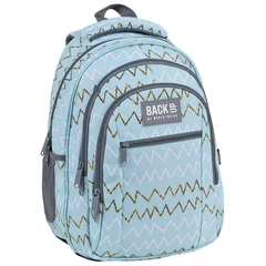 BackUp iskolatáska, hátizsák mellpánttal - 3 rekeszes - Arany cikkcakk