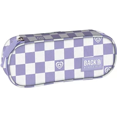 BackUp ovális tolltartó - Lila, fehér kockás (PB7A26)