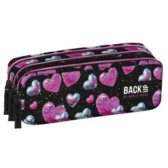 BackUp egyterű tolltartó - Glitter Hearts (PB8G32)