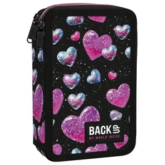 BackUp felszerelt emeletes tolltartó - Glitter Hearts (PB8DW32)