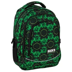 BackUp iskolatáska, hátizsák - 3 rekeszes - Black, green (PLB7X45)