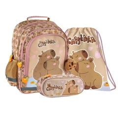 Capybara iskolatáska szett ovális tolltartóval - Love (PL15BKB10-2-szett)