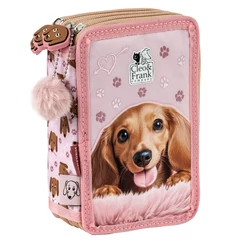 Cleo és Frank kutyás felszerelt 3 emeletes tolltartó - Pink Paws (PWTCF46)