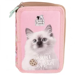 Cleo és Frank cicás felszerelt 3 emeletes tolltartó - Sweet Heart (PWTCF45)