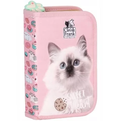 Cleo és Frank cicás felszerelt kihajtható tolltartó - rózsaszín (PWJCF45)