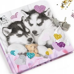 Derform - Cleo és Frank kutyás - Kreatív kulcsos napló gyémántokkal 13 x 13 cm (DPKD3KCF38)