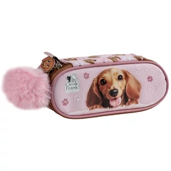 Cleo és Frank ovális tolltartó - Pink Paws (P1ACF46)