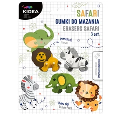 Kidea 3 db-os állatos radír - Safari (GMSA3KA)
