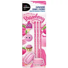 Kidea grafit ceruza - 3 db-os - illatos radírral - Strawberry (ZAGOTKA)