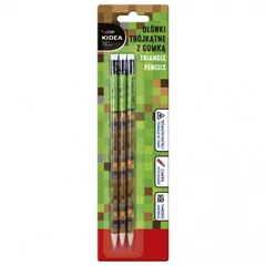 Kidea Game háromszög HB grafit ceruza radírral - 3 db-os (OTGUNA3KA)