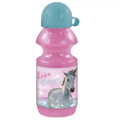 Lovas műanyag kulacs kupakkal - I love horses - Rózsaszín