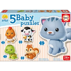 Educa 5 az 1-ben Baby sziluett puzzle (3,4,5 db-os) - Állatok - Cicás (13473)